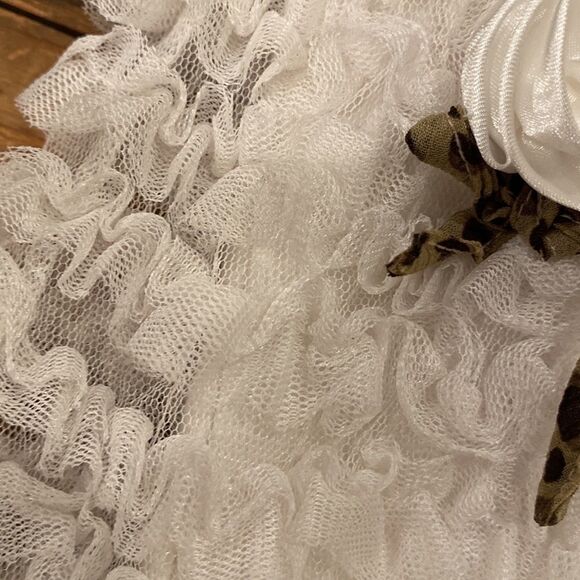 Nanette Baby Fancy Dress Off White Layered Ruffle Rose Bud Leopard Accent O-3 M - Picture 7 of 14